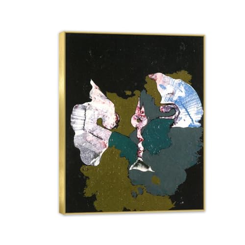 Max Ernst tableau abstraction 80x60cm avec cadre doré salon