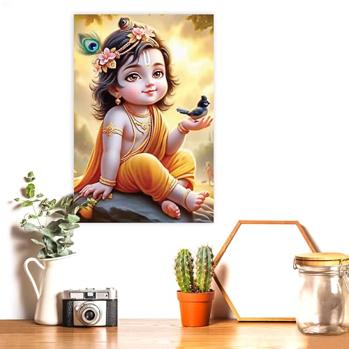 Image of Twinster Bal krishna Posters Photo for Pregnant Women, Baby Poster Self Adhesive (Size 45 cm by 30 cm) Pack of 1 (Design 4)