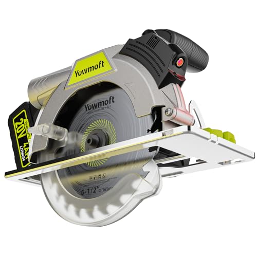 Yowmoft 20V Cordless Circular Saw with 6-1/2-Inch Blade