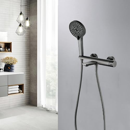 Mitigeur de douche à levier unique gris haut de gamme avec robinet de baignoire mural au design épuré