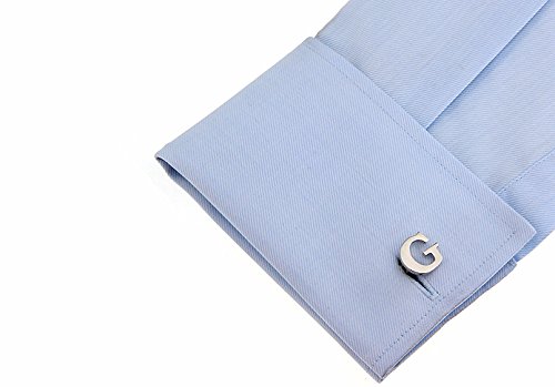 Mrcuff Letter G Monogram Initial Cufflinks With A Presentation Gift Box & Polishing Cloth (G) #TOP2
