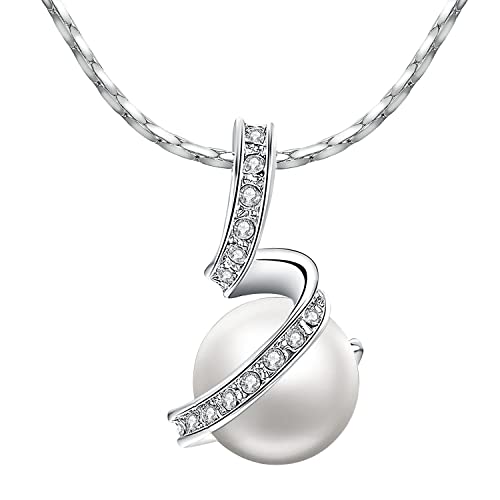 Aleasha - Aleasha Collier de perles blanches en spirale pour femmes Pendentif en fausse perle Colliers plaqués or 18K Bijoux Cadeaux - -20%