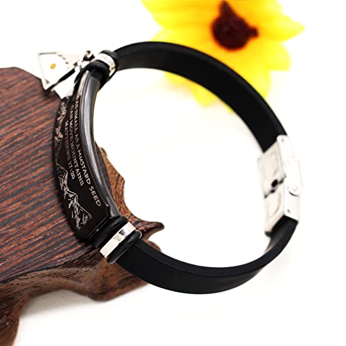 Men's Motivational Black Silicone Bracelet Mountain Mustard Seed Faith Cuff Wristband Bible Verse Quote Jewelry Y2003 (Triangle) #TOP4