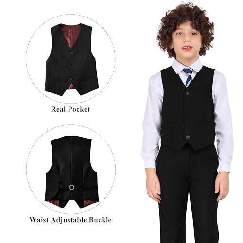 Boys Suit Vest Kids Formal Waistcoat Vest with Pockets Adjustable Back Strap Vest for Wedding Piano Performance3