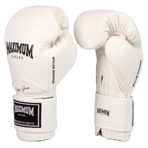 Luva de Boxe Muay Thai Kickboxing Maximum New Classic White (12oz)