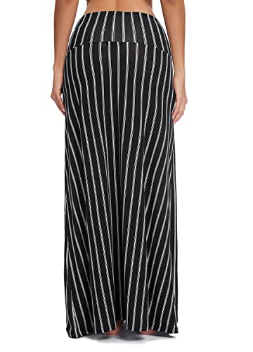 Image of Urban CoCo Women's Stylish Spandex Comfy Fold-Over Flare Long Maxi Skirt
