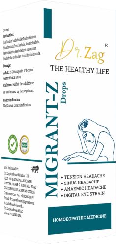 DR.ZAG's MIGRANT - Z DROPS The Healthy Life Madicine For Migraine Headache, Tension Headache, Sinus Headache, Anaemic Headache, Digital Eye Strain- 30ml