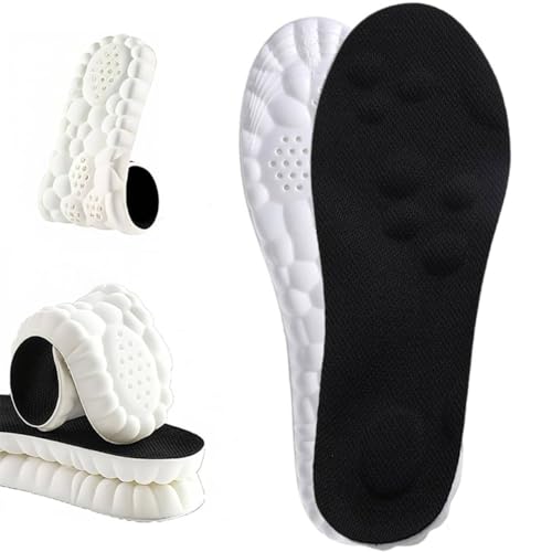 4D Cloud for Men Women, Breathable Memory Foam Cloud Massage Insoles,Enhanced Arch Support & Cushioned Comfort,Relief Foot Pain,Trim to Fits All Shoe Types1(1 Pairs-Black, Men 12-13/Women 14-15)