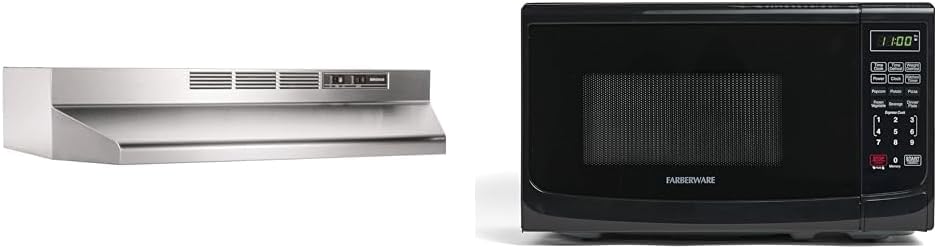 Broan-NuTone 30-Inch Stainless Steel Ductless Range Hood and 0.7 Cu Ft Farberware Countertop Microwave Bundle
