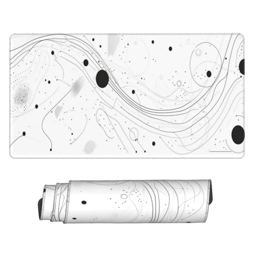 Tapis de Souris Gamer XXL 500x250mm, Grand Ordinateur Mouse Pad Gaming avec Bords Cousus et Base en Caoutchouc antidérapante Lignes Blanches Mousepad, pour Gamer, PC, Personnel de Bureau C9502