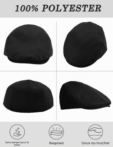 Maeau Casquette Béret Enfant Garçon 2 3 4 Ans Casquette Plate Chevron Chapeau Gavroche Newsboy Bébé Fille 24 Mois Noir Casquette Irlandaise Retro Gatsby Casquettes Souples Flat Cap Basque Printemps – vue 4