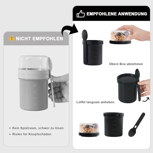 Swkien Müslibecher & Go Becher Joghurtbecher 450ml + 250ml – Ansicht 6