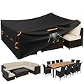 ESSORT Extra Large Weatherproof Outdoor Dining Set Cover, Heavy-Duty Waterproof Oxford Patio Set Furniture Large Covers with Vents for Outside Tables, Sofa, Chairs (Black, 138''L x 102''W x 35''H)