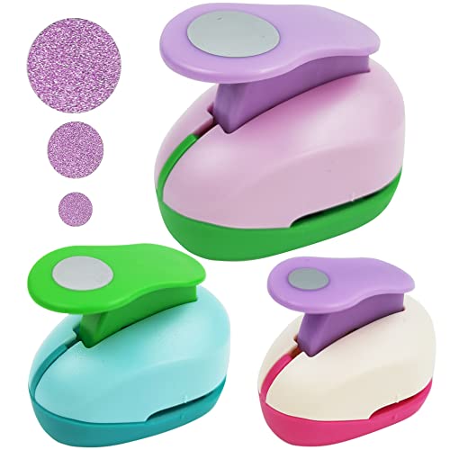 Creative Perforadora de Papel，3 Piezas Troqueladora Papel Circulo Mini Punzones de Papel con Diseños Circulares para DIY Scrapbooking Álbumes Felicitación Tarjetas(Color aleatorio)