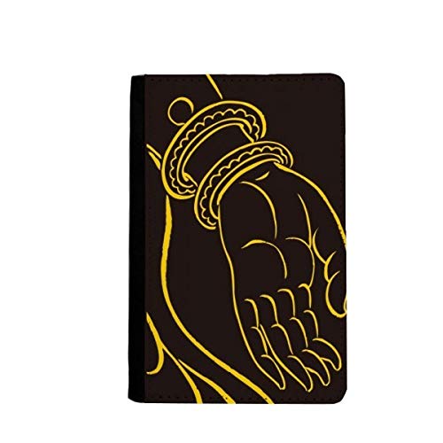 Portefeuille de voyage bouddhisme noir et jaune avec blocage RFID