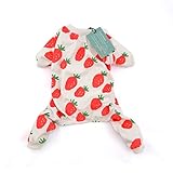 CuteBone Dog Pajamas Strawberry Dog Apparel Dog Jumpsuit Pet Clothes Pajamas P02(S)