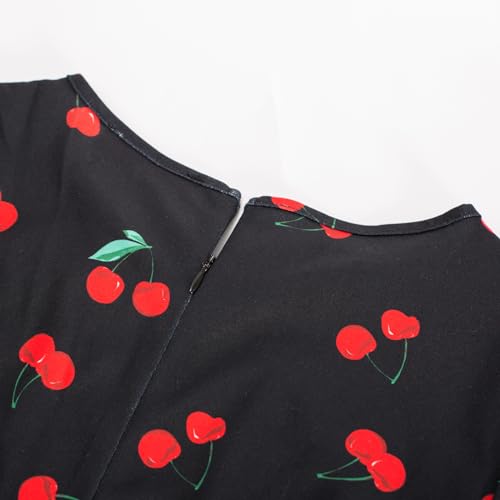 Image of Belle Poque Women's 1940s Vintage A Line Swing Dress Keyhole Tie Dress Round Neck Work Dress Tea Dress