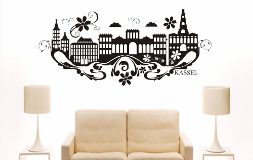 INDIGOS UG Wandtattoo Seoul Skyline – 80x19 Cm, Schwarz, Selbstklebend, Für Wohnzimmer, Kinderzimmer, Küche & Mehr, Einfach Anzubringen