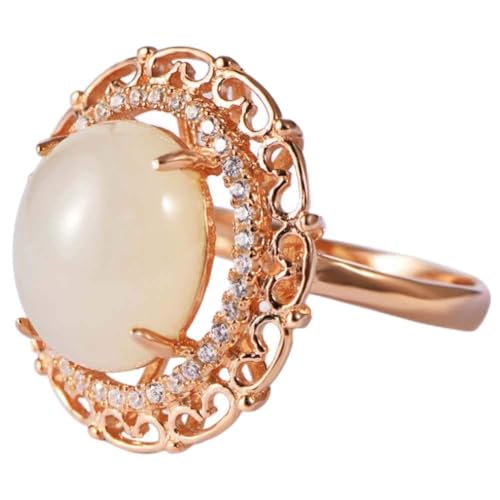 Bague en argent femme MIYUAN avec jade blanc et cristal chic