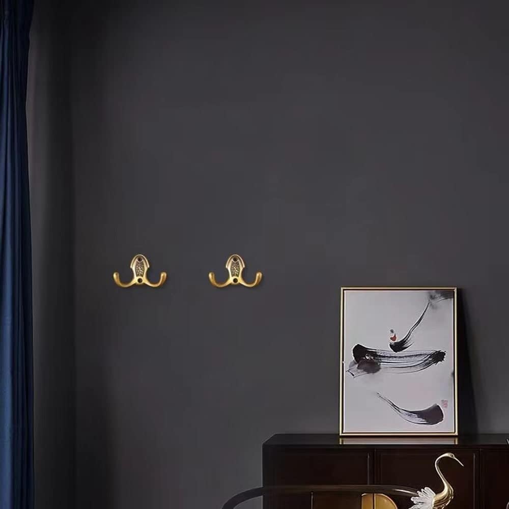 Ganchos para abrigos, Ganchos para perchas, Ganchos de pared atornillados de alta resistencia, juego de 3 ganchos pequeños de metal cepillado for abrigos, gancho doble de bronce antiguo for baño, entr