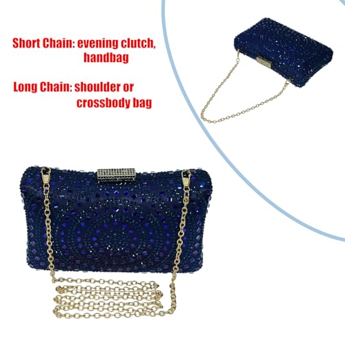 Image of Crystal Box Clutch Rhinestone Handbags For Women Party Purse Wedding Evening Bag