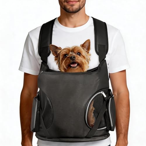 YUDODO Dog Front Backpack Carrier 5-15 lbs, Soft Breathable Pet Front Facing Carrier with Adjustable...