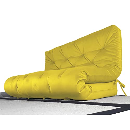 Colchão Futon Casal Dobrável Sofa Cama Amarelo Acquablock