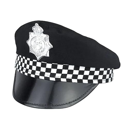 Navoys Unisex Police Hat - Adult Fancy Dress Accessories One Size Comfortable Fit Policeman Outfit Policewoman Helmet Black Police Officer Cap Halloween