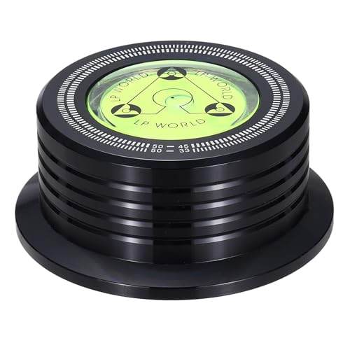 Estabilizador de vinilo de 50 Hz en aluminio negro de 265 g con nivel de burbuja sourcing map