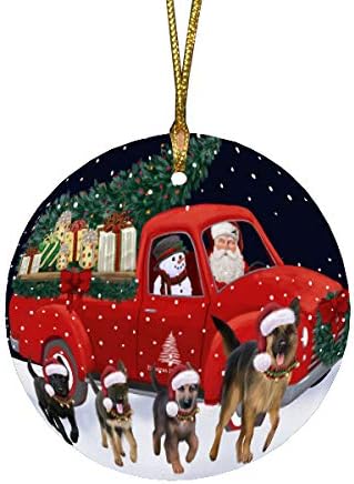 Let It Snow German Shepherd Dog Round Flat Ornament - Pet Decorative Hanging Ornaments for Christmas X-mas Tree Decorations - 2.75" Round Ceramic Christmas Ornament POR1495