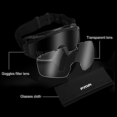 WLXW Airsoft Anti-Fog Goggles with Fan Anti-Dust Adjustable Outdoor Tactical Paintball BB Ball Safety Glasses Eyewear with 2 Lens - Image 7