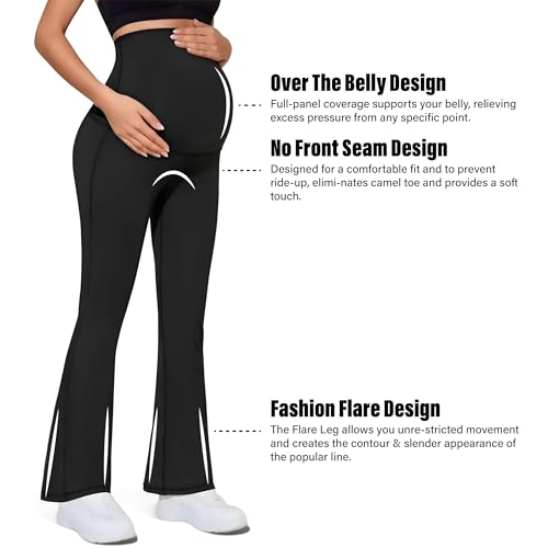 KASTWAVE Maternity Flare Leggings Over The Belly - Buttery Soft Pregnancy Bell Bottom Pants for Lounge Yoga Casual, XXL