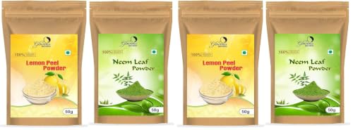Image of Combo Pack of 4 Pure & Natural Neem Leaf Powder & Lemon Peel Powder For Face & Skin, 100gms(50gX2)