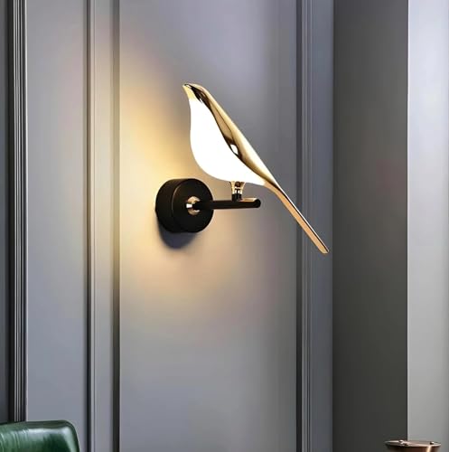 Image of Groeien 12W | 3 Color Modern LED Golden Bird Wall Sconce Gold Wall Light for Bedroom Living Room Corridor Lighting Fixtures Wall Mount(Warm+Natural+Coolwhite)(Golden Bird, 1, Count)