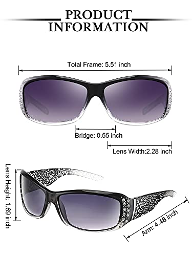 Frienda 3 Pairs Rhinestone Sunglasses Women Men Retro Wrap Around Glasses Crystal Oversized Trendy Bling Vintage Sunglasses3