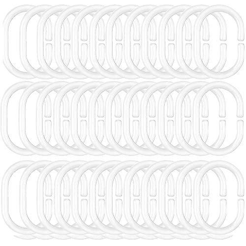 36 Anillos de Cortina de Ducha Anillos de Ducha de plástico Blanco Anillos de Gancho de plástico Anillos de Cortina de Ducha en Forma de C Forma de C de plástico para Ducha de baño con Barra Ventana Cover