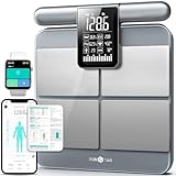 RunStar Scale for Body Weight and Fat Percentage, 8-Electrodes Precision Digital Smart Scale for BMI 28 Body Composition Measurement, Silver Bathroom Smart Scales with Large Display
