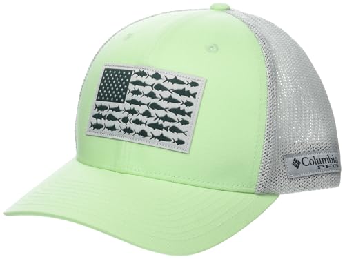 Columbia Unisex PFG Fish Flag Mesh Ball Cap, Key West/Cool Grey/US Fish Flag, XX-Large