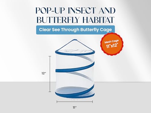 Pop-up Insect and Butterfly Habitat Mesh Cage 11\"x12\" Clear See Through Butterfly Cage