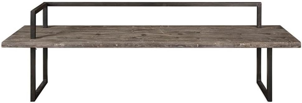 BOWERY HILL Modern Bench, 80 in Reclaimed Fir Wood, Antique White Wash and Aged Black Finish, Rustic Iron Frame, Handcrafted Living Room Seating, 25.88 H x 80.38 W x 20.75 D