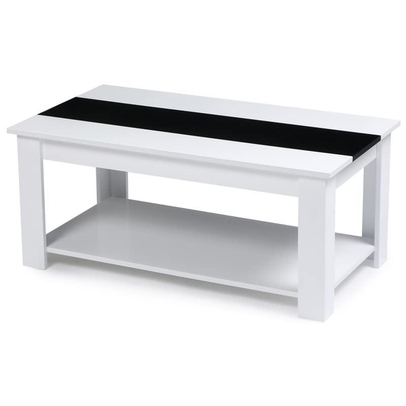IDMarket - Table Basse contemporaine Georgia Bois Blanc et Noir