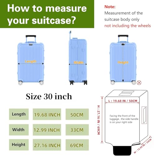 Suitcase Covers Clear Luggage Cover for 20"/24"/28"/30" Baggage Covers Waterproof Dustproof and Anti-scratch (30inch)2