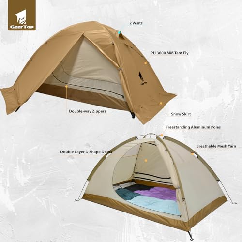GEERTOP Carpa para 2 Personas, Tienda de Camping Impermeable de 4 Estaciones miniatura 3