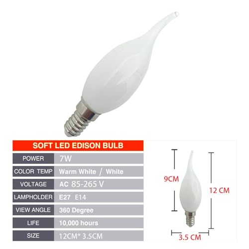 Ampoule LED à filament bougie E27 E14 lampe vis Edison variable lustre lot de 6