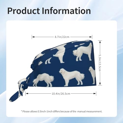 Image of Cute Pug Dog Print Working Cap Scrub Cap with Sweatband,Adjustable Fashion Bandage Tie Back Hat Headwear for Women Men