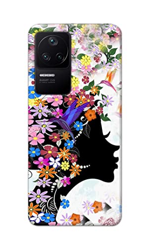 Image of Printed Hard Back Cover Case for Mi Poco F4 5G Back Cover (Floral Hairstyle Girl) -1803