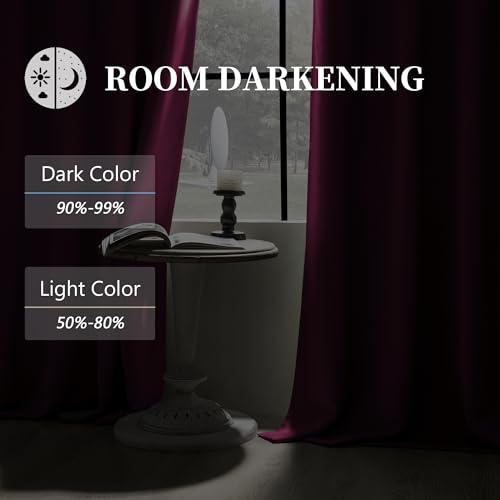 Image of HUTO Blackout Bedroom Window Curtains Drapes - Antique Copper Thermal Insulated Privacy Protect Curtains Drpaeries for Living Room, 2 Panels, 52 x 120 Inch, Hot Pink