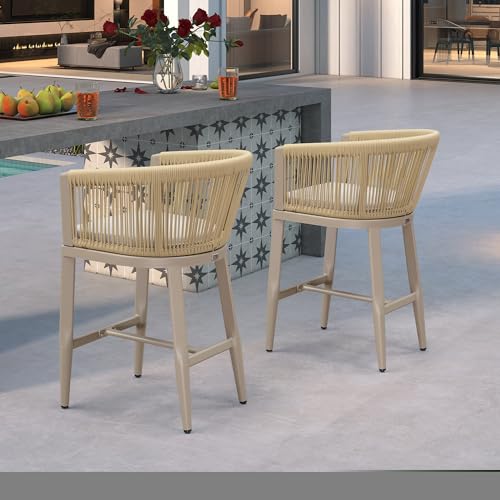 Image of PURPLE LEAF Counter Height Bar Stools Set of 2 with Cushion, Champagne