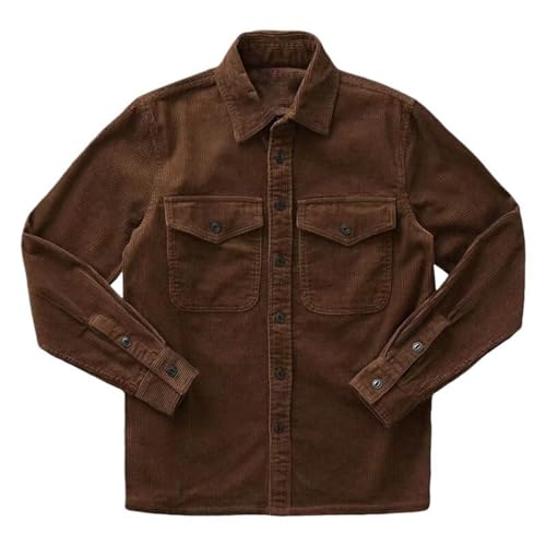 Chemise de travail pour homme en velours anti-froid avec double poche pratique