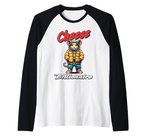 Formaggio fresco miliardario roditore Rap stile topo ratto gangster Maglia con Maniche Raglan